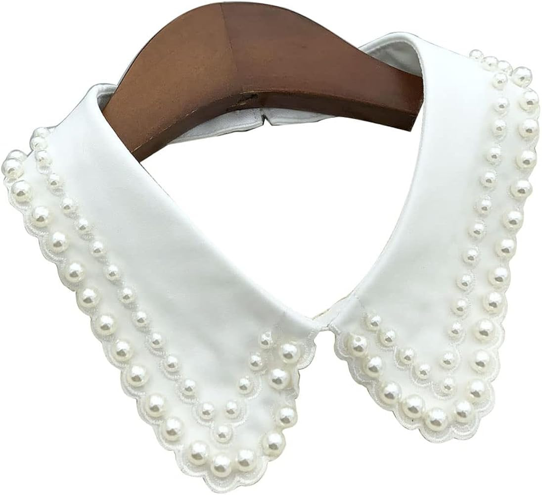 Statement Necklace for Women Girls Simulated Pearl Beaded Bib Detachable False Collar Choker Neck... | Amazon (US)