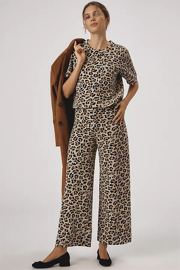 The Ettie High-Rise Crop Wide-Leg Pants by Maeve: Leopard Edition | Anthropologie (US)