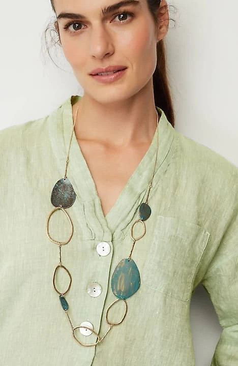 Pure Jill Yarn-Dyed Linen Button-Front Tunic | J. Jill