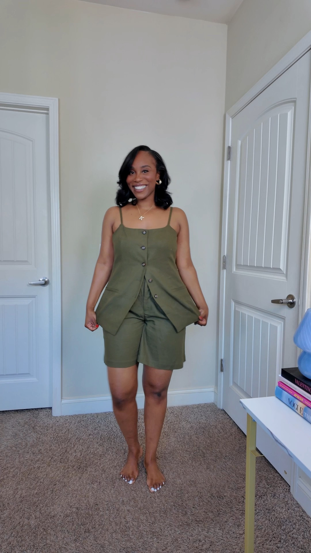 This matching set from @walmart is the perfect spring and summer outfit! It’s lightweight, comfortable, and so easy to style. I really love the length of the shorts they fit just right and are super flattering. Plus, it also comes in a pinstripe.

For sizing reference, I’m 5’6”, 165 lbs. I’m wearing a size Large in the top (I could have sized down) and a size 8 in the shorts, which fit perfectly. #walmartfashion #summeroutfits #summerootd

#LTKootd #LTKMidsize #LTKSaleAlert