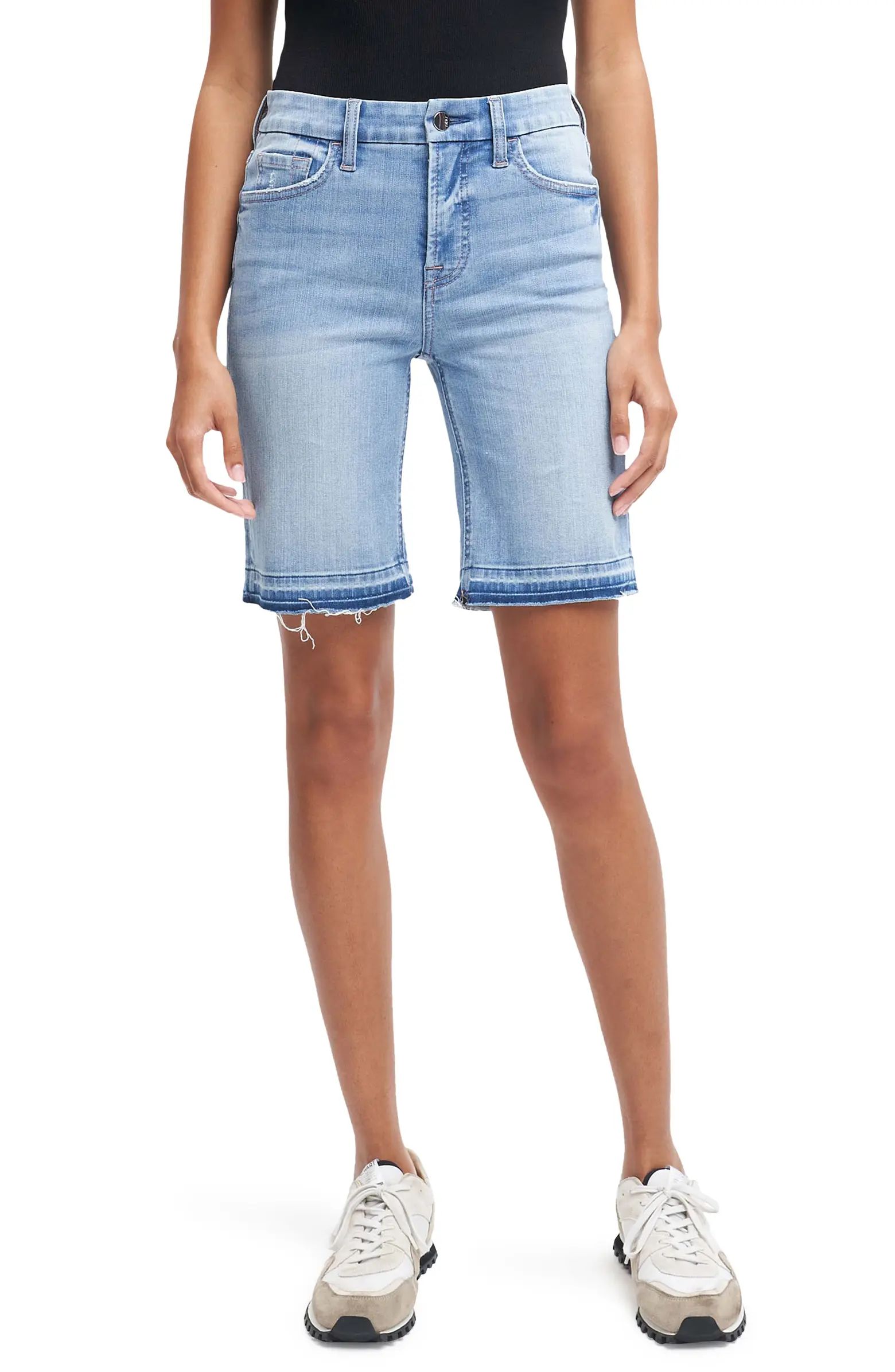 JEN7 by 7 For All Mankind High Waist Released Hem Denim Bermuda Shorts | Nordstrom | Nordstrom