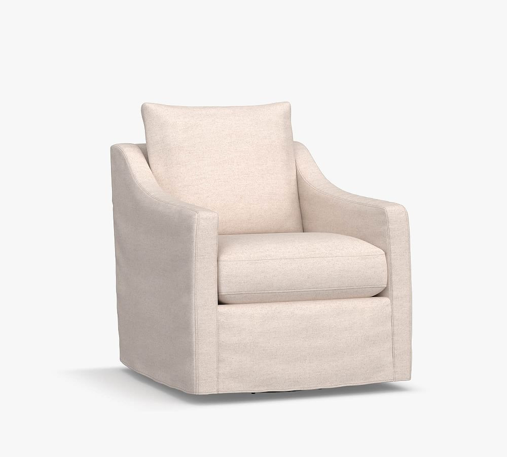 Ayden Slope Arm Slipcovered Swivel Glider | Pottery Barn (US)