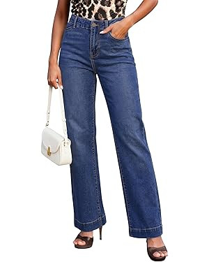 GRAPENT Womens Jeans Trendy Rodeo Outfit for Women Woman Trouser Denim Trousers High Waisted Wide... | Amazon (US)