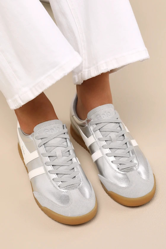 Torpedo Glimmer Silver and Off White Leather Lace-Up Sneakers | Lulus