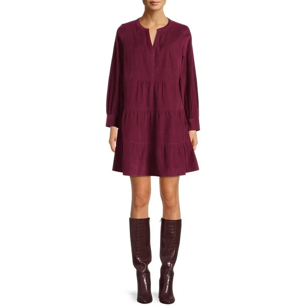 Time and Tru Women's Short Tiered Dress - Walmart.com | Walmart (US)
