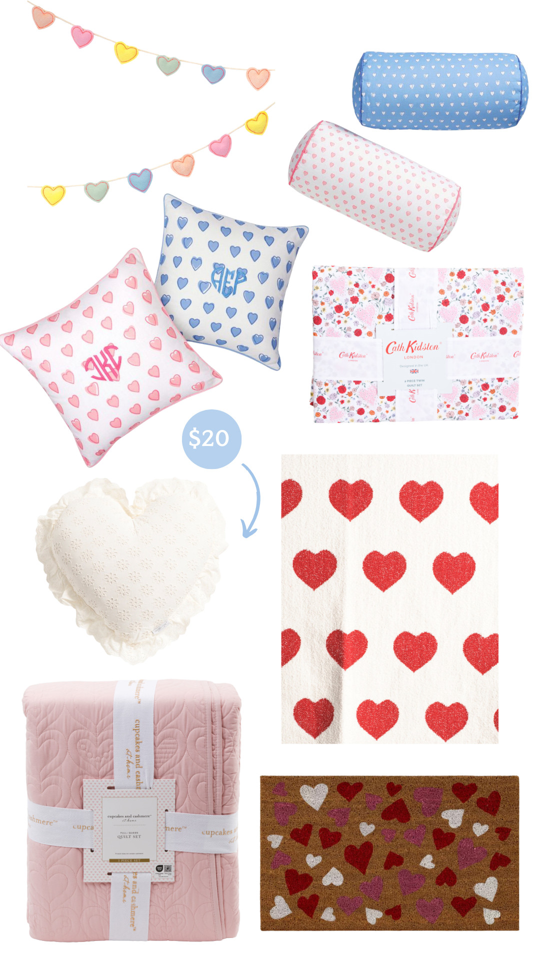 Valentine's Day decor for the home. 

Pillows, blankets, quilts, Valentine's Day quilts and blankets, welcome mat, Heart garland, seasonal decor, Pottery Barn, heart pillow 

 #LTKSeasonal #LTKHome