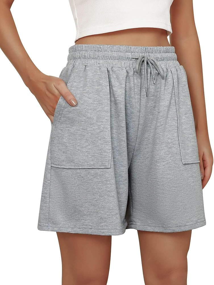 Cowasto Womens Cotton Sweat Shorts Casual Summer Loose Athletic Short Drawstring Waist Lounge Run... | Amazon (US)