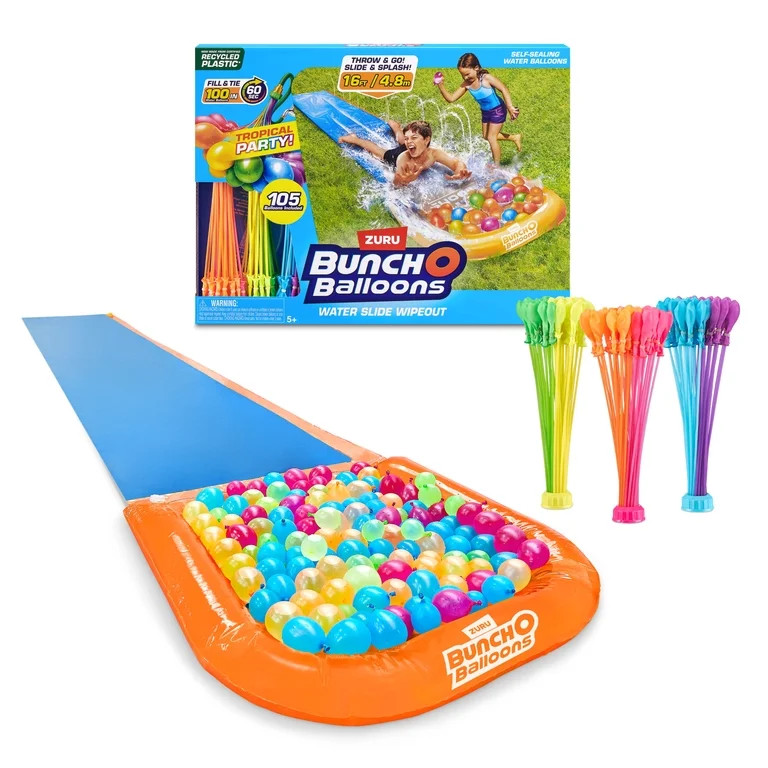 Bunch O Balloons Tropical Party Water Slide Wipeout with 16ft Lane by ZURU | Walmart (US)