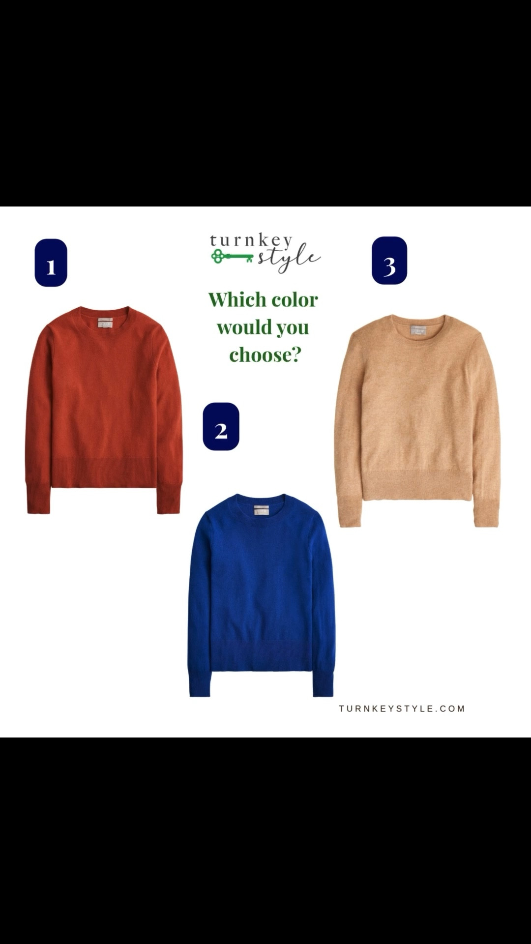 I love the cashmere sweater from @jcrew so much I think I need a second color. 
Which would you choose? 1, 2, or 3? 

#LTKWorkwear #LTKSeasonal #LTKOver40