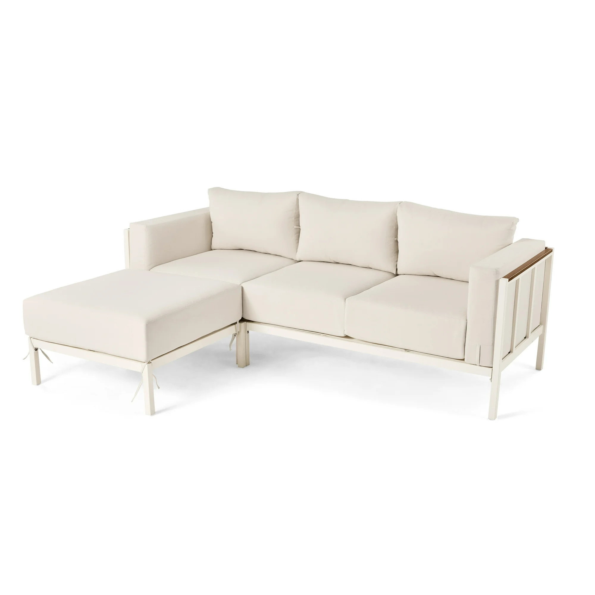 Better Homes & Gardens Marlow Outdoor 2pc Patio Sectional Set, White Frame/Cream Cushion | Walmart (US)