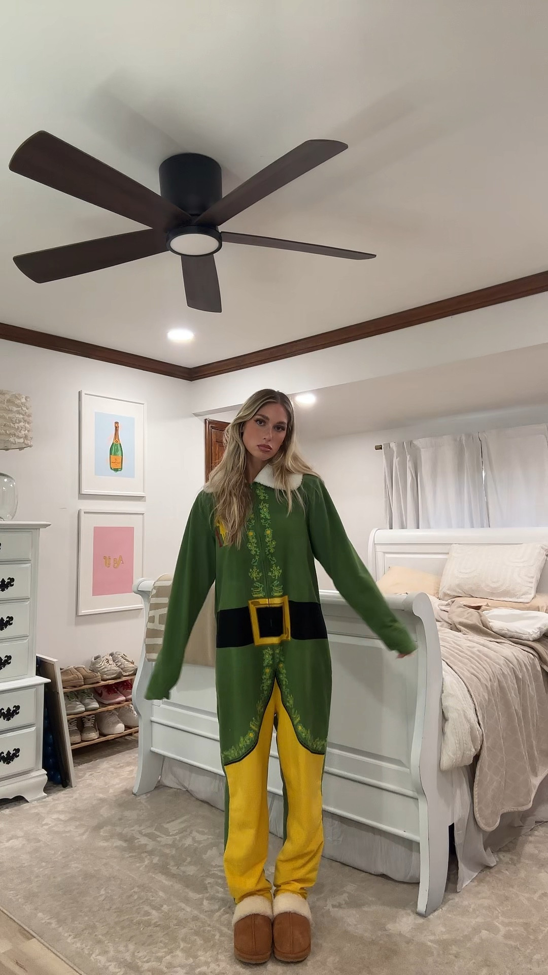 Buddy the elf onesie!!! I got this at target a few years back and LOVE it! I can’t find it on their website anymore…but linked similar products and found the same one at Walmart ❤️ also slippers SO comfy for the price and true to size! 

#LTKfindsunder50 #LTKVideo #LTKSeasonal