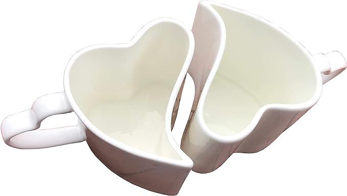 Heart Shaped Couples Porcelain Coffee/Tea Mug Set of 2, 11 Oz | Amazon (US)