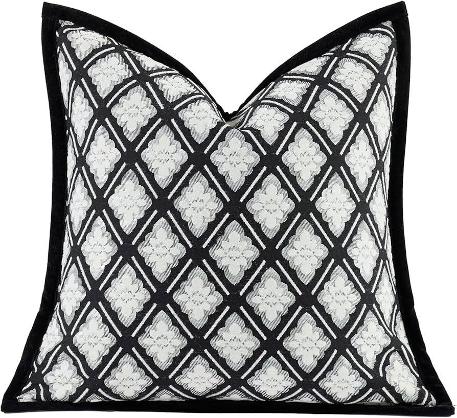New 20x20'' inches Throw Pillow Cushion Covers - Black Camellia Cocostyle Chenille Jacquard Embro... | Amazon (US)