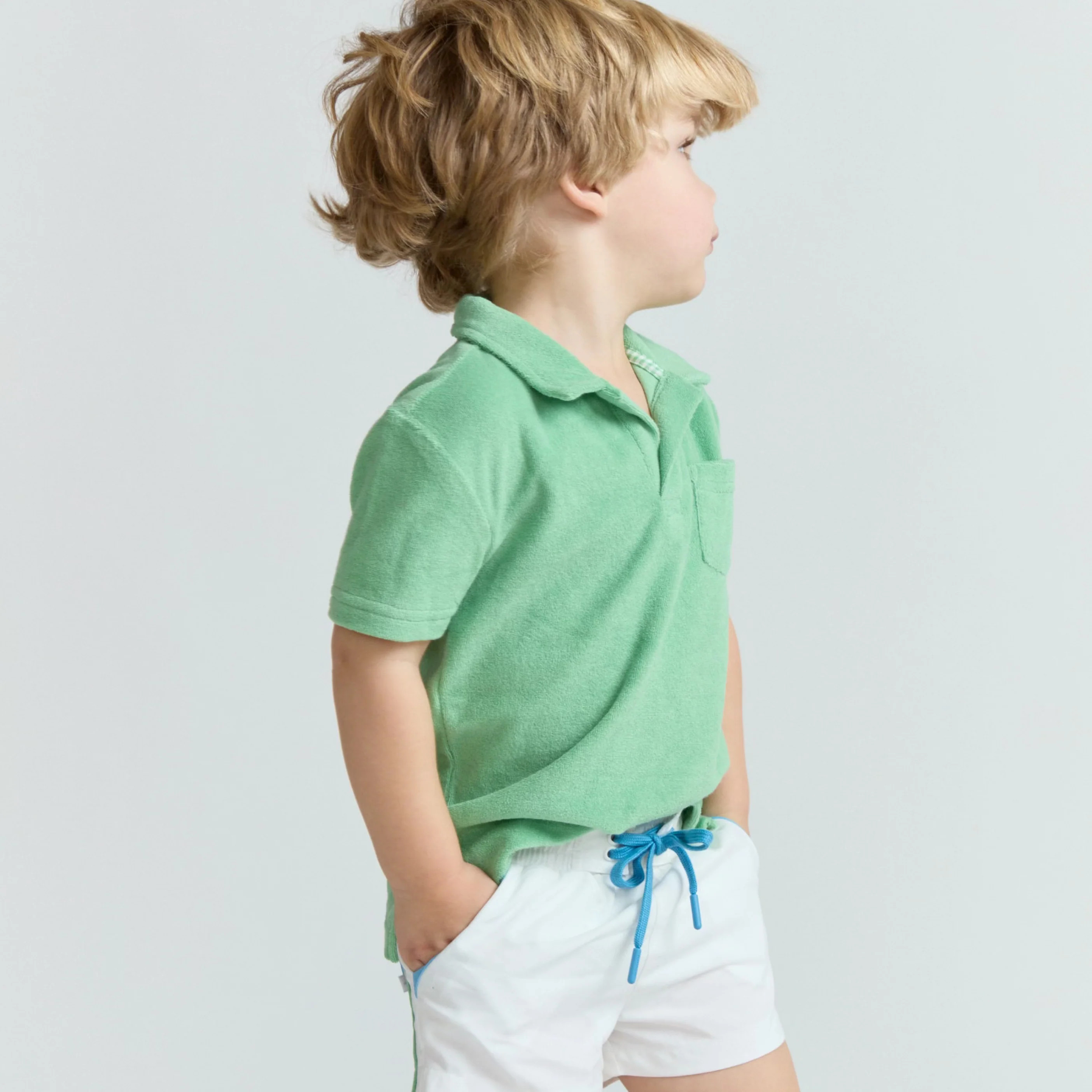 boys gustavia green french terry polo | Minnow