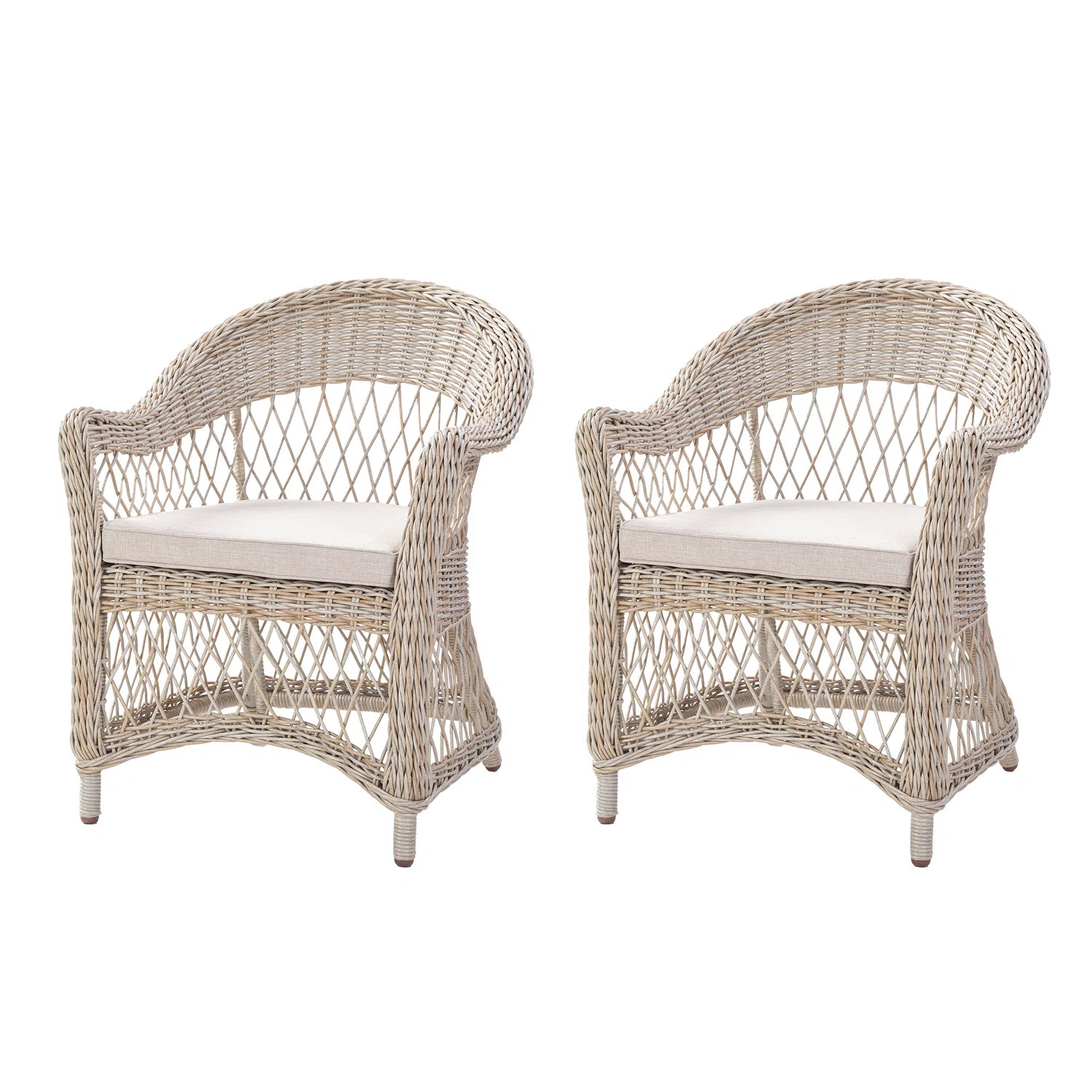 Cascade 26'' Rattan Outdoor Dining Armchair (Set of 2) | Wayfair North America