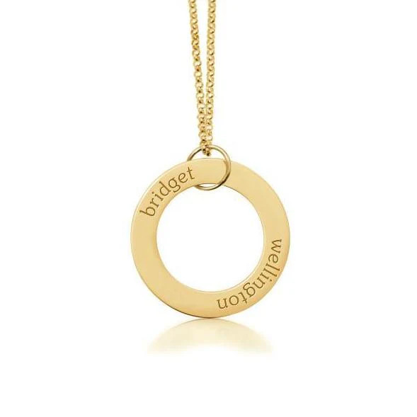 Gold Circle Pendant Necklace - 2 Names | Tiny Tags