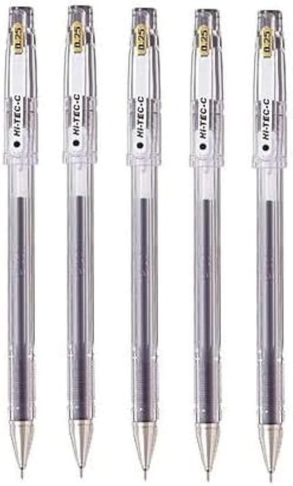 Pilot Hi-Tec-C 025 Gel Ink Pen, Hyper Fine Point 0.25mm, Black Ink, LH-20C25, Value Set of 5 | Amazon (US)