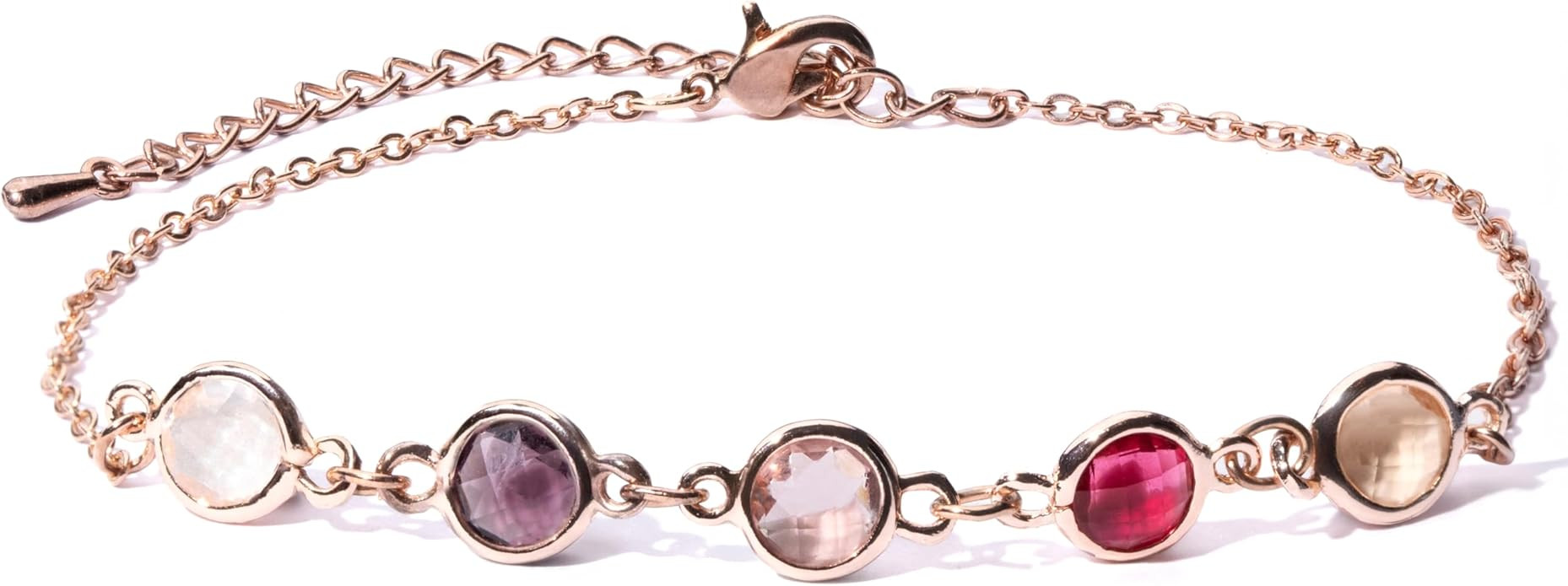 Amazon.com: MignonandMignon Birthstone Bracelet for Women Gold | Custom Birth Month Gemstone Chai... | Amazon (US)