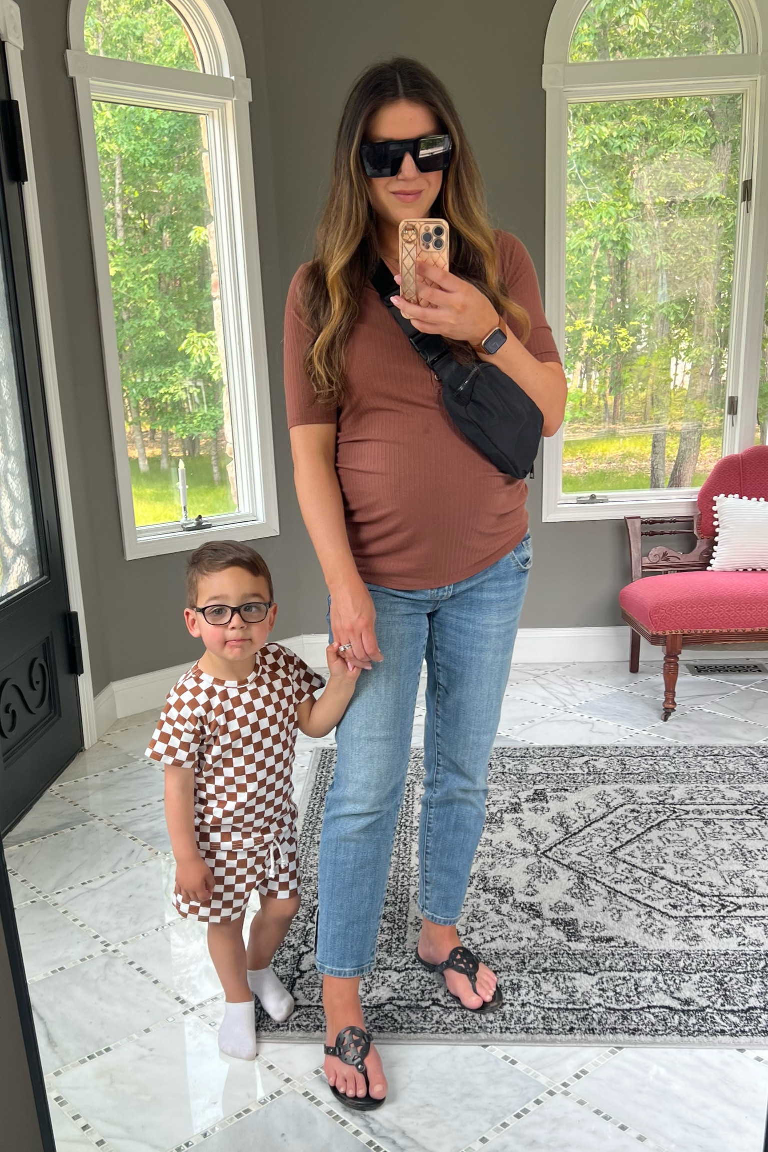 Maternity outfit idea, mommy and me pregnant outfit, mommy and me neutral outfits, checkered toddler outfit, toddler summer outfit, toddler boy outfit, toddler summer clothes, cute toddler clothes, neutral toddler clothes, mommy and me outfit, maternity outfit, maternity tops, maternity jeans, maternity summer looks, maternity summer outfit, Tory Burch dupe sandals, black belt bag, lululemon dupe, amazon finds, toddler amazon finds, toddler amazon set, toddler matching set, casual mommy and me, oversized sunglasses, sojos sunglasses, amazon sunglasses, shield sunglasses, trendy sunglasses, cropped maternity jeans 

#LTKfamily #LTKstyletip #LTKbump