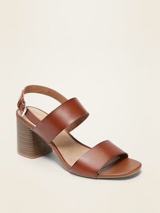 Faux-Leather Slingback Block-Heel Sandals for Women | Old Navy (US)