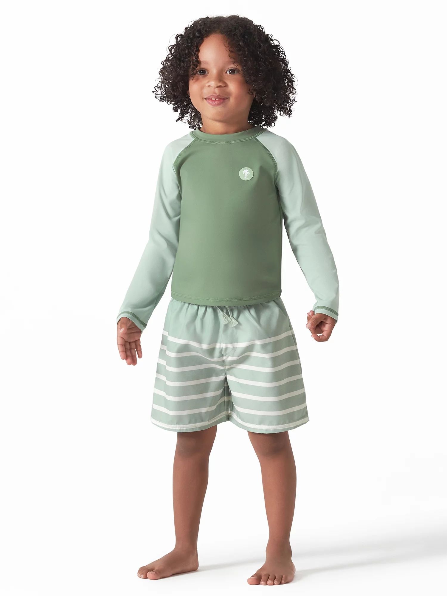 Modern Moments by Gerber Baby and Toddler Boys Long Sleeve Rash Guard and Swim Trunks Set with UP... | Walmart (US)