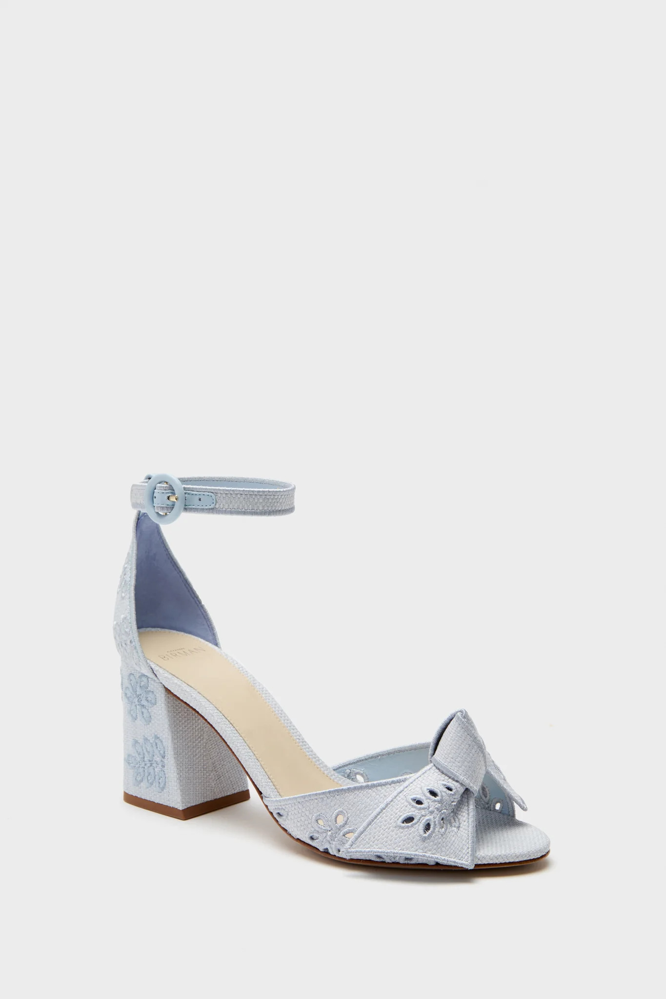 Serene Blue Maxi Clarita Embroidery 75 Heels | Tuckernuck (US)