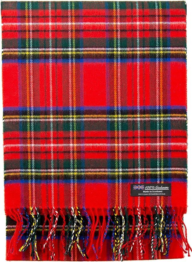 2 PLY 100% Cashmere Scarf Elegant Collection Made in Scotland Wool Solid Plaid Men Women | Amazon (US)