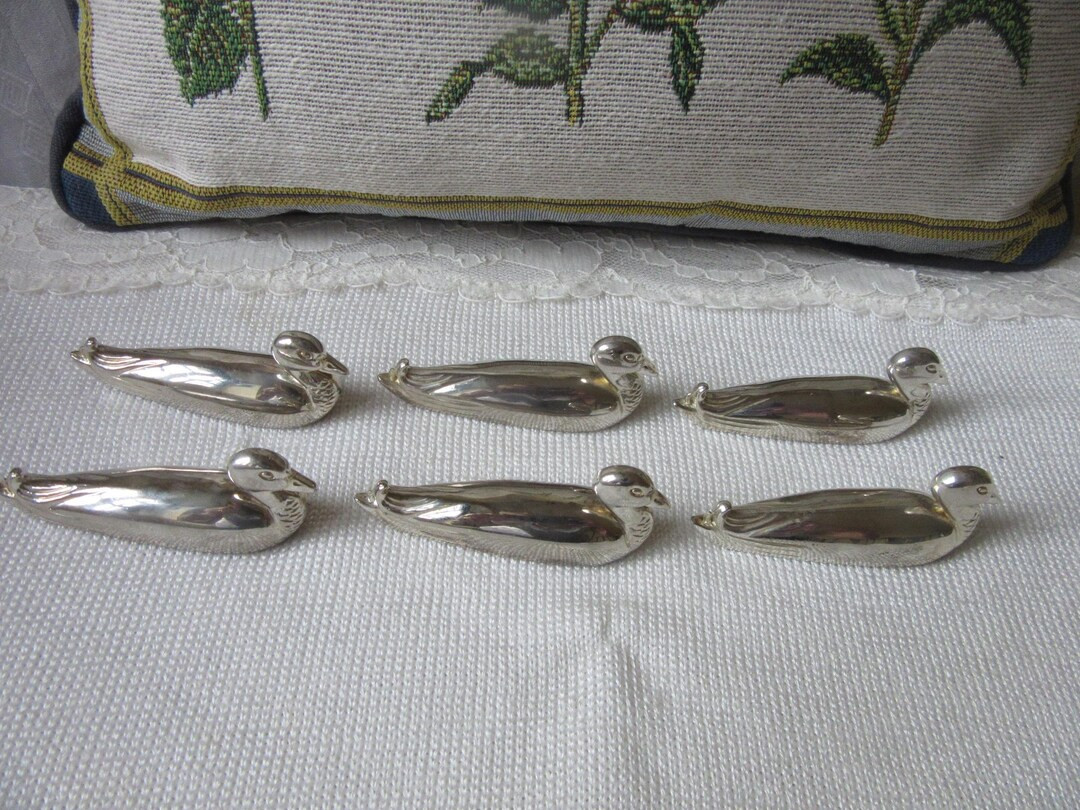 6 Vintage Knife / Cutlery Rests France Silver Plated Ducks Original Box Without Lid very Cute and... | Etsy (US)