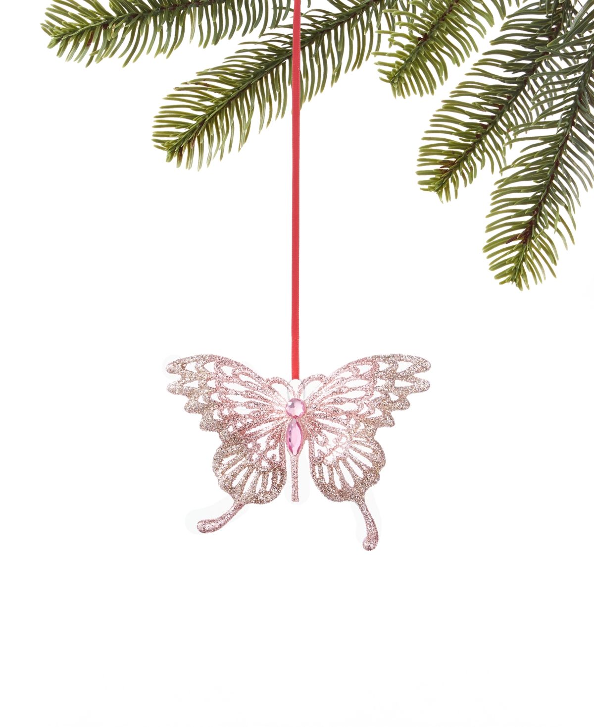 Holiday Lane Burgundy Blush Glitter Butterfly Ornament, Created for Macy's | Macys (US)