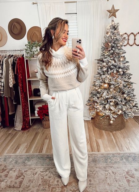 Winter white chic office outfit. Use code THANKASHLEY for 25% off the next 24 hours only! 

White sweater 
White pants 
Red dress boutique 

#LTKSeasonal #LTKsalealert #LTKHoliday