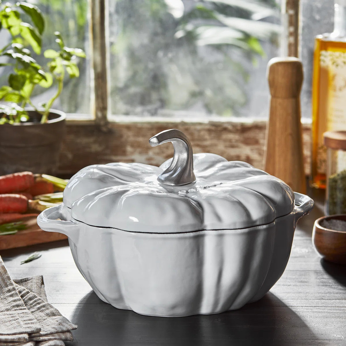STAUB Cast Iron 3.5-qt Pumpkin Cocotte with Stainless Steel Knob Hand Crafted In France | Wayfair North America