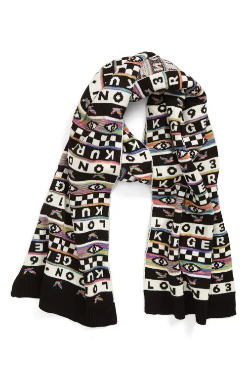 Kurt Geiger London Fair Isle Scarf in Black /White at Nordstrom | Nordstrom