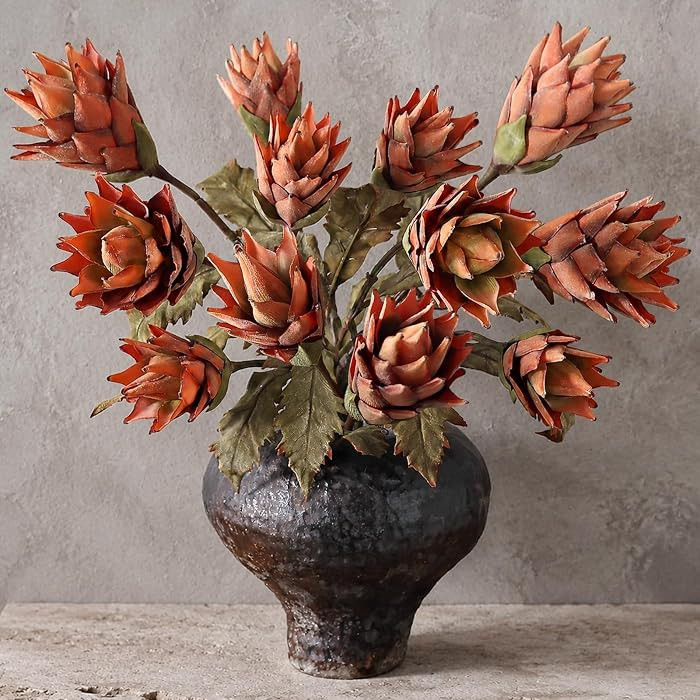 4 Pcs 32"Dried Artificial Torch Ginger Branches for Vase Fall Decor(Orange) | Amazon (US)