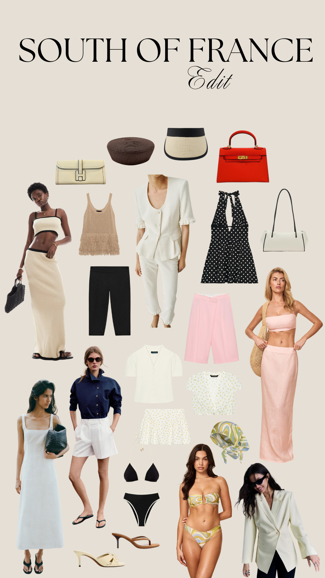 south of france, south of france edit, french riviera, european summer, mediterranean style, coastal chic, resort wear, vacation outfits, summer style, neutral outfits, cream outfit, black and white outfit, pink set, linen dress, maxi skirt set, crochet bag, straw bag, raffia visor, designer bag, polka dot dress, white midi dress, navy shirt outfit, tailored shorts, bikini set, head scarf, kitten heels, minimal sandals, chic summer wardrobe, capsule wardrobe, elegant vacation looks, luxury summer style 

 #LTKsummer #LTKtravel #LTKswimwear
