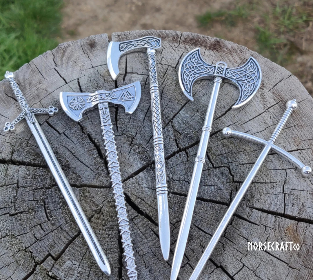 Viking Hair Pin Axe Vikings Hairpin Barrette Sheildmaiden - Etsy UK | Etsy (UK)