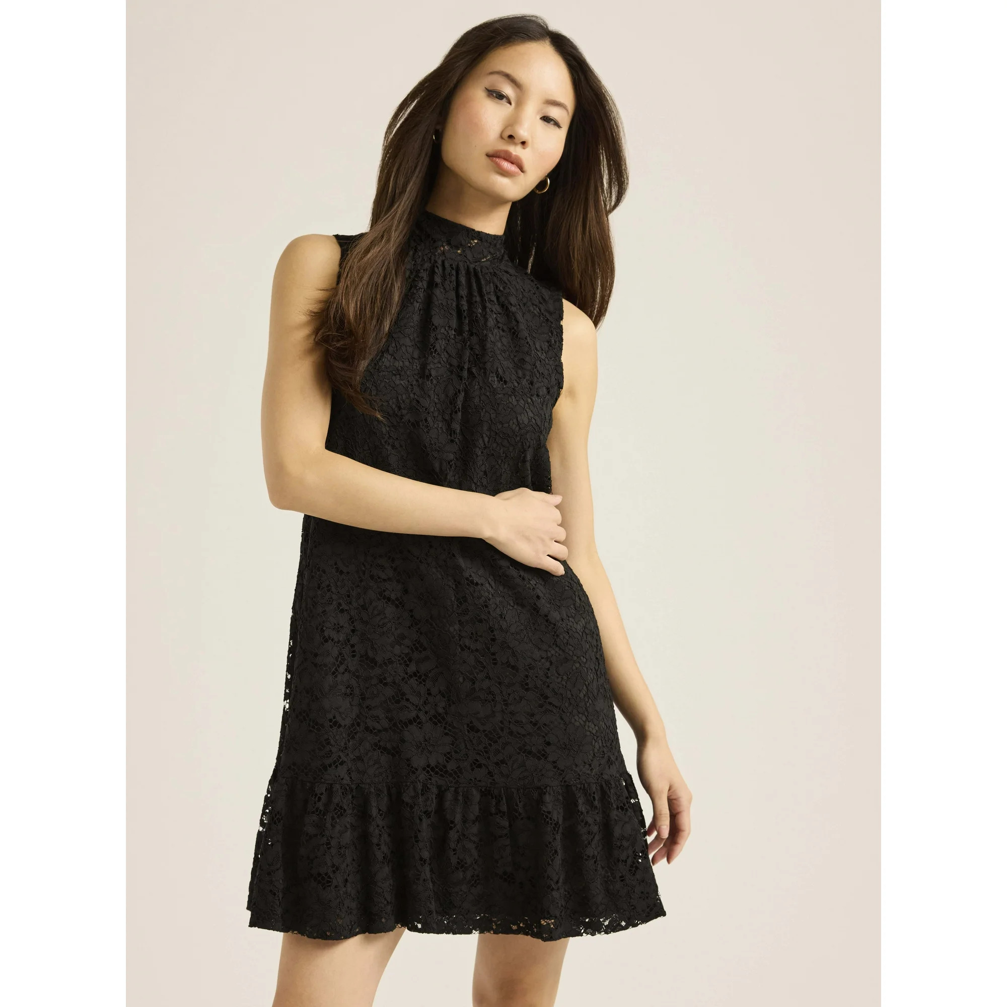 Scoop Women's & Women's Plus Lace Mini Swing Dress, Sizes XS-4X | Walmart (US)