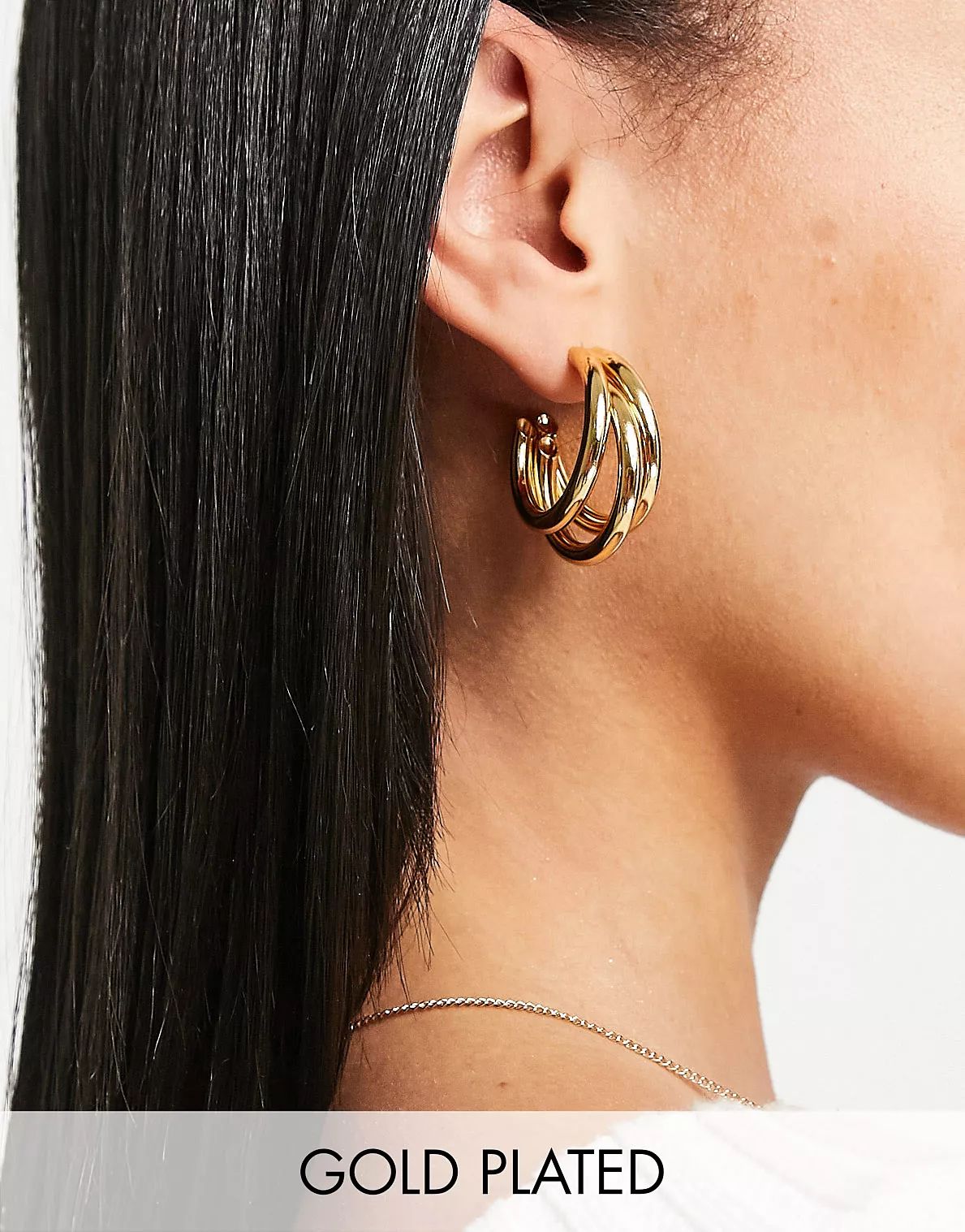 ASOS DESIGN 14k gold plated hoop earrings with triple row | ASOS (Global)
