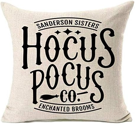 MFGNEH Hocus Pocus Co Enchanted Brooms Halloween Pillow Covers 18x18,Halloween Decorations Cotton Li | Amazon (US)