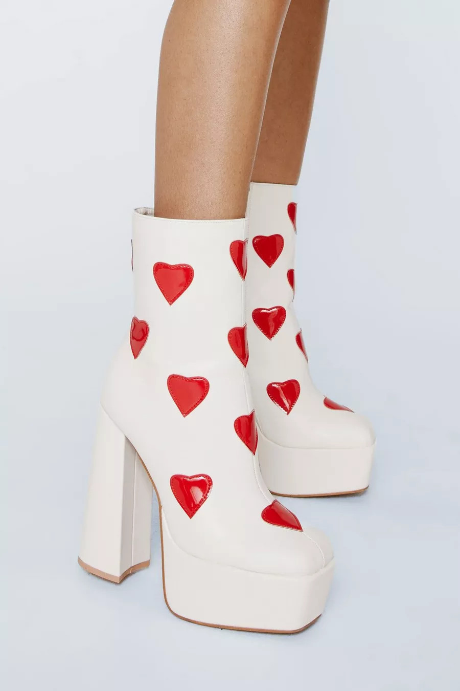 Faux Leather Heart Platform Ankle Boot | Nasty Gal (US)