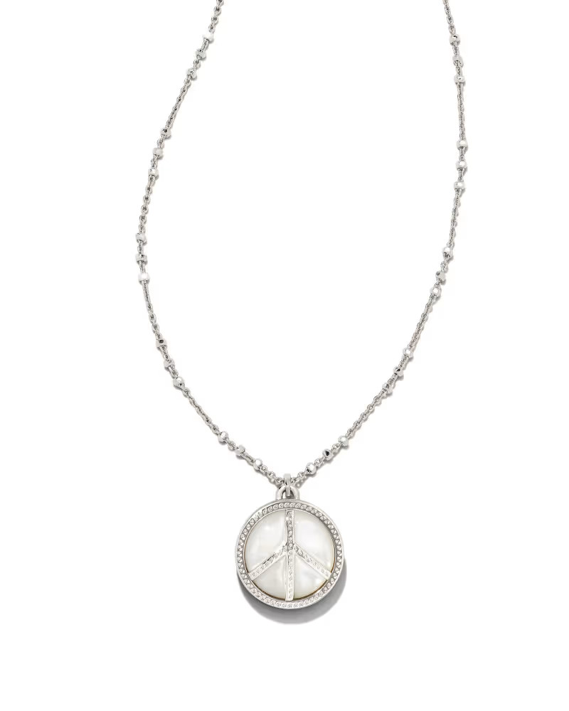 Peace Silver Pendant Necklace in Ivory Mother-of-Pearl | Kendra Scott