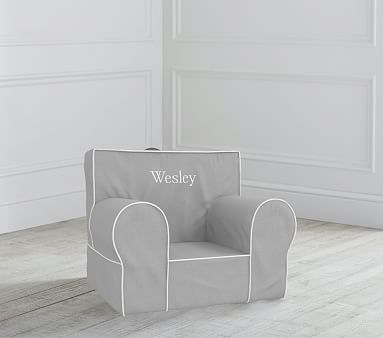 My First Gray with White Piping Anywhere Chair<sup>&reg;</sup> | Pottery Barn Kids