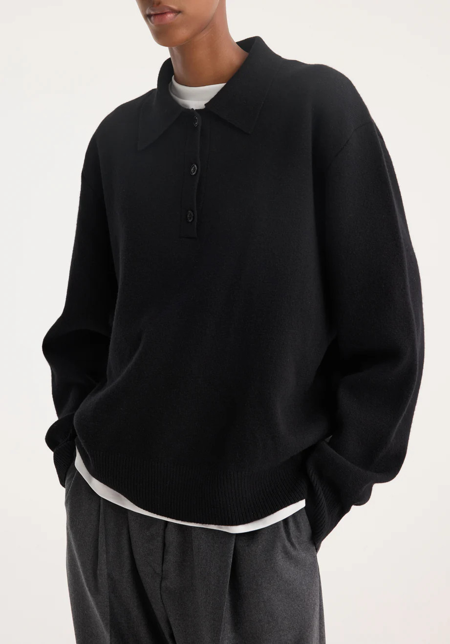 compact knitted polo | black | Rohe