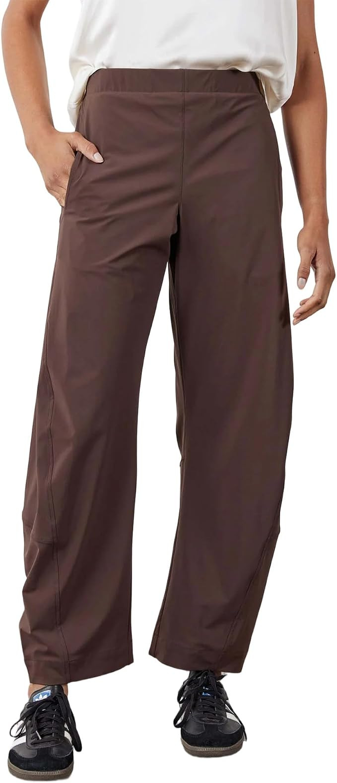 Women Barrel Pants Baggy Wide Leg High Waisted Ankle Pants Summer Lounge Travel Work Trousers wit... | Amazon (US)