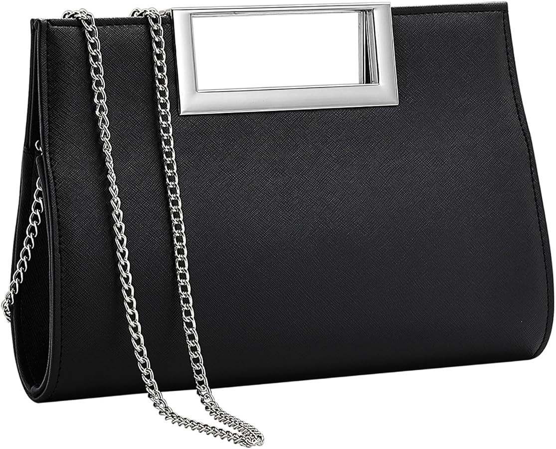 WALLYN'S Clutch Purse for Women PU Leather/Straw Evening Party Metal Grip Cut it out Handbag with... | Amazon (US)