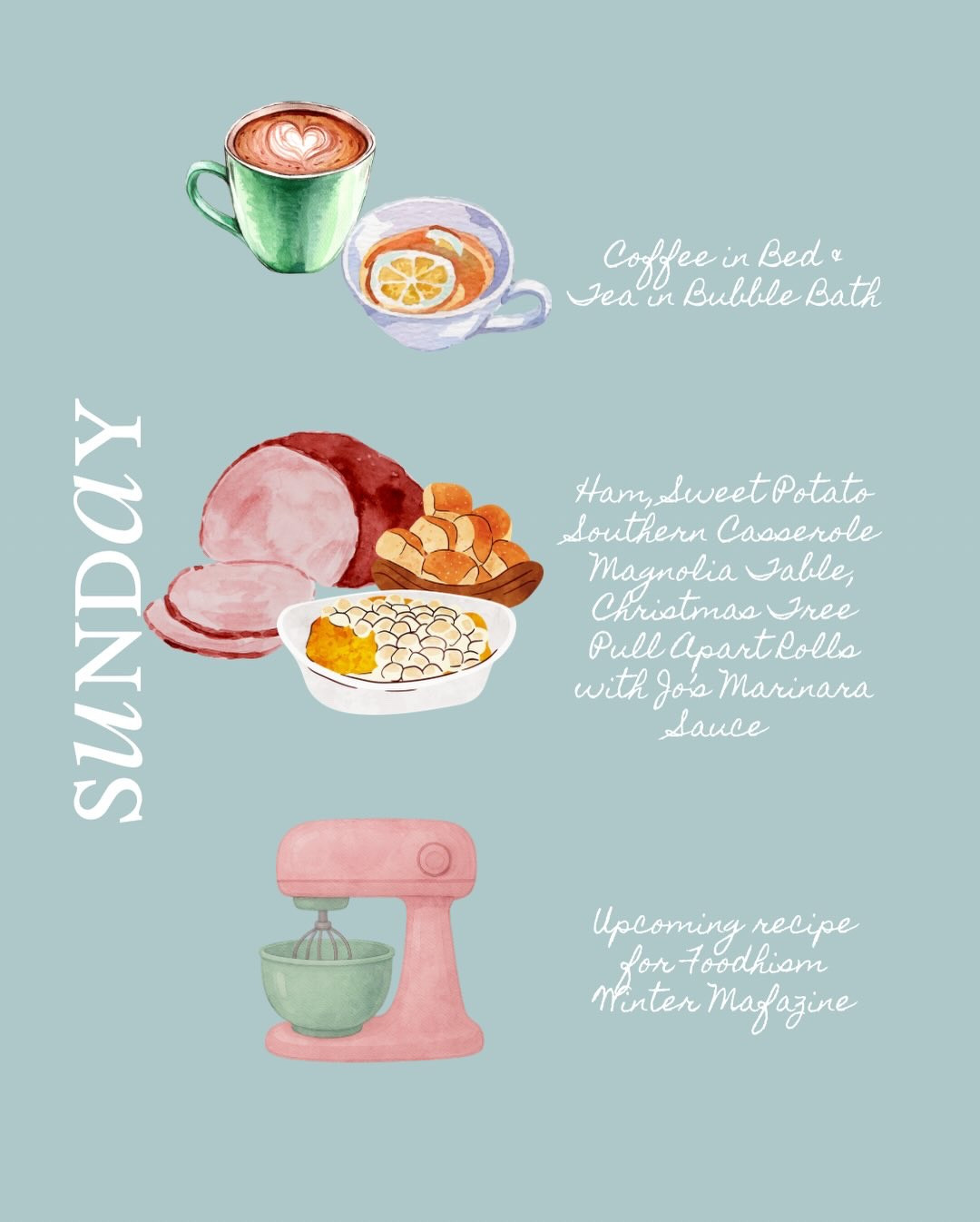 Today is foggy in the best possible way. The kind of fog that settles over the lake and makes the whole island feel like the set of Dickens on the Strand. Honestly, with how thick it is, Galveston might as well audition for Victorian London. It is very on theme.

I started slow this morning. Coffee in bed, then tea in a bubble bath, letting the quiet do its thing after such a big day yesterday. I made my menu for the week, added everything into @plantoeat_official, and felt way too proud of myself for being organized before the day even really got moving. 🥇 

Since Chad’s work gifted him a holiday ham, and turkey was already on the Thanksgiving menu and pierogies are on the Christmas list, I am turning that ham into our Sunday supper. Sweet potato southern casserole from Magnolia Table, Christmas tree pull-apart rolls with Jo’s marinara, the whole cozy lineup.

And somewhere between the fog and the casseroles, I am starting the test run for my upcoming Foodhism Winter Magazine recipe. A soft, stay-home kind of Sunday where the kitchen will do most of the talking.

Gracefully yours,
🫶🏻 Jeanie Jo

#LTKdayinmylife #LTKHoliday #LTKfoodie