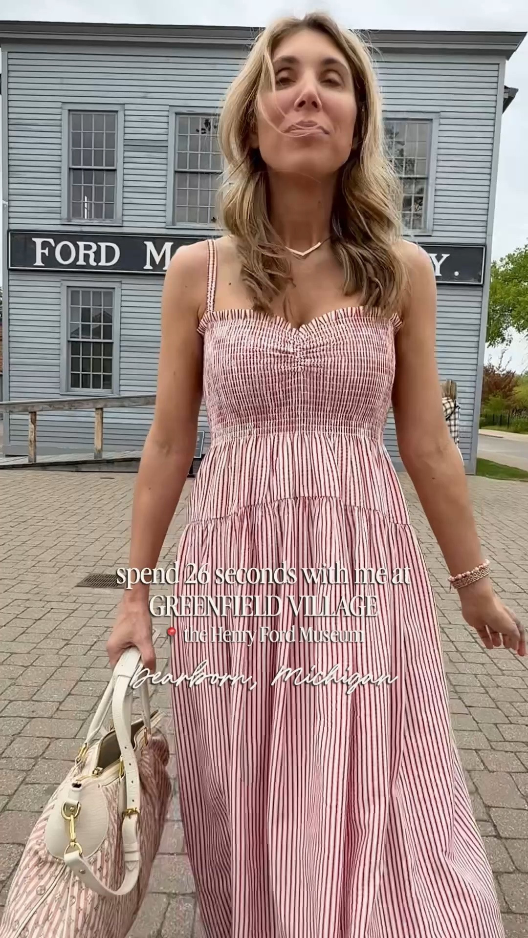 I’ve been in Dearborn, MI this week for a Ford dealer conference and today we visited Greenfield Village - it’s really like stepping back in time!

My Hill House dresses are always some of my favorites for activities like this! I’m wearing a small.