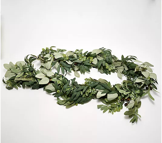 Bethlehem Lights 6' Illuminated Eucalyptus and Olive Garland - QVC.com | QVC