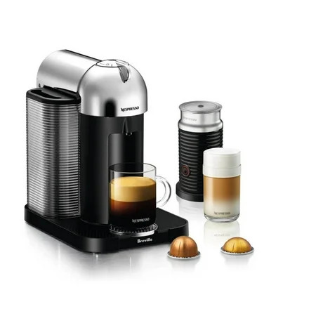 Nespresso Vertuo Coffee & Espresso Single-Serve Machine in Chrome and Aeroccino Milk Frother in Black, BNV250CRO1BUC1 | Walmart (US)