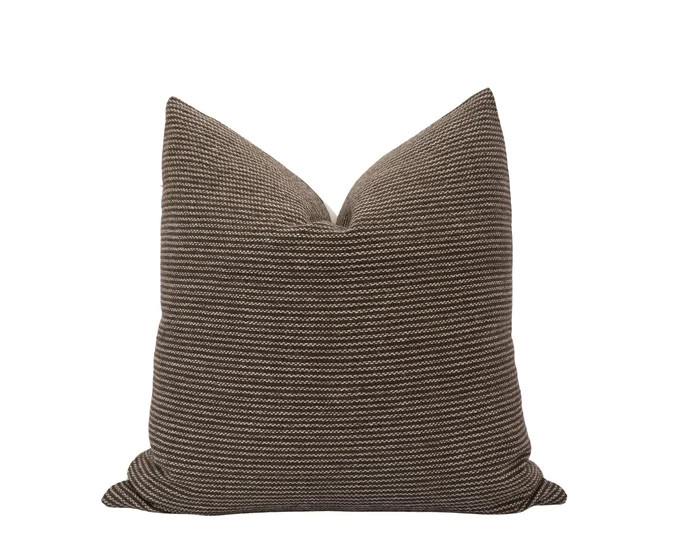 PHOENIX || Woven Brown Pillow Cover Brown Stripe Pillow Dark Brown Pillow Cover Textured Brown Pi... | Etsy (US)