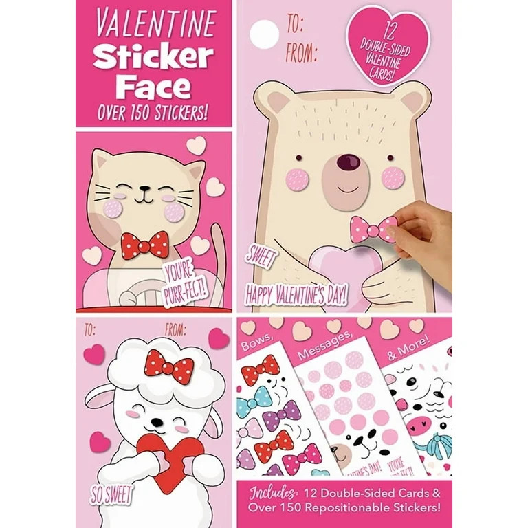 Valentine's Day Animals Sticker Face Activity Book, Over 150 Stickers and 12-Pages - Kids Craft b... | Walmart (US)